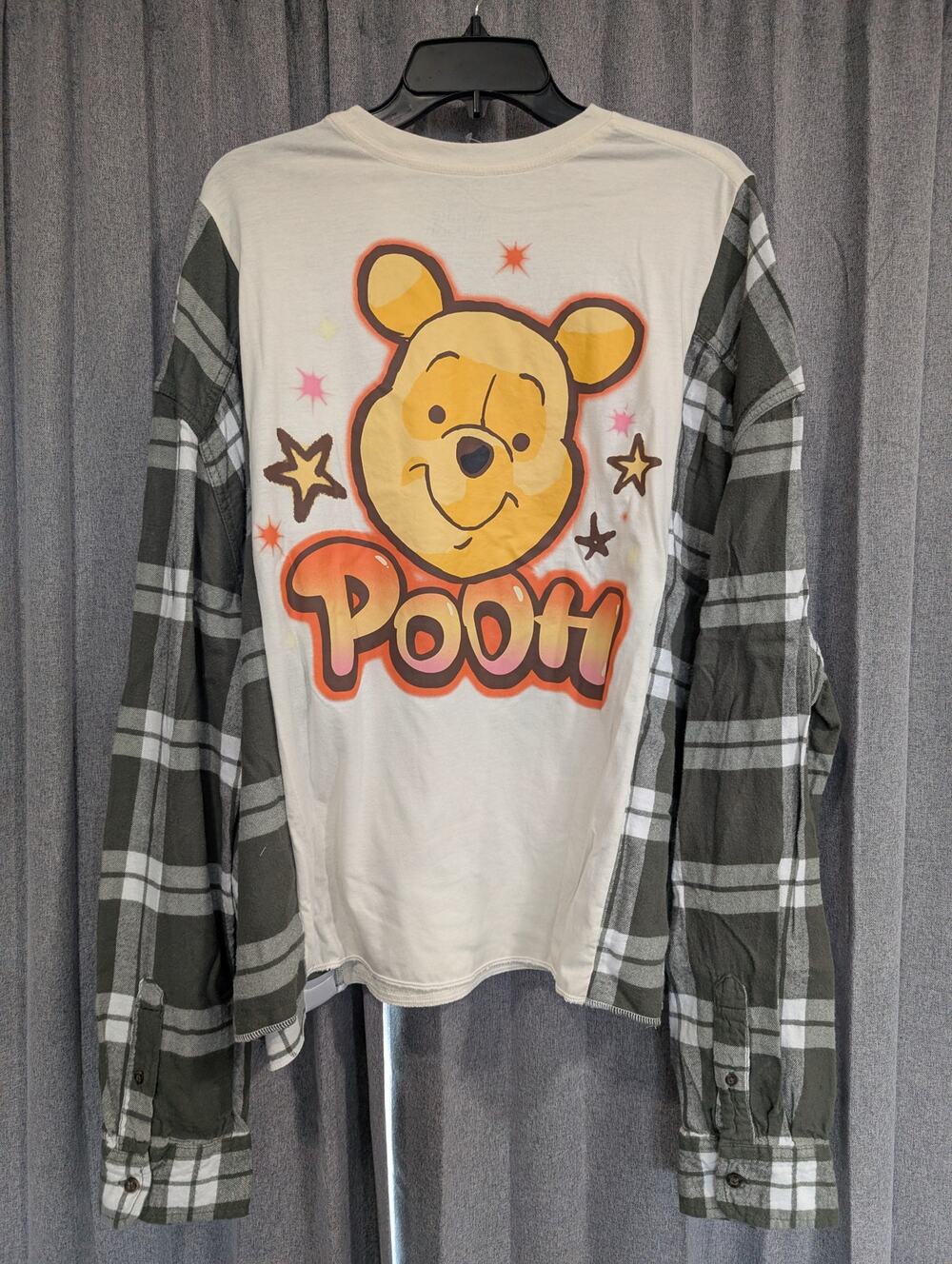 Upcycled Flannel Mash Up Top - Winnie the Pooh